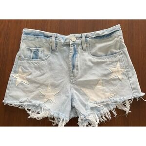 BLANKNYC Women's Light Denim Blue Vintage High Rise Stars Shorts Spring Size 26